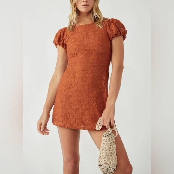 Free People Dresses | Nwt Free People Hailee Lace Short Puffed Sleeve Mini Dress | Color: Brown | Size: S | Jenny_Mick's Closet Free People Dresses | Nwt Free People Hailee Lace Short Puffed Sleeve Mini Dress | Color: Brown | Size: S | Jenny_Mick's Closet